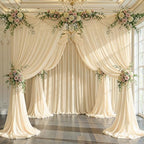 20ft x 10ft Champagne Backdrop Curtains, Wrinkle-Free Sheer Chiffon Fabric Photo Backdrop Drapes for Wedding, alternate view
