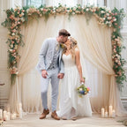 20ft X 10ft Champagne Tulle Backdrop Curtain for Parites, Sheer Backdrop Curtains Fabric Drapes for Wedding, alternate view 3