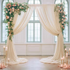 20ft X 10ft Champagne Tulle Backdrop Curtain for Parites, Sheer Backdrop Curtains Fabric Drapes for Wedding, alternate view 7