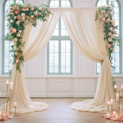 20ft X 10ft Champagne Tulle Backdrop Curtain for Parites, Sheer Backdrop Curtains Fabric Drapes for Wedding, alternate view 7