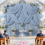 20ft x 10ft Dusty Blue Backdrop Drapes for Wedding Parties, 8 Panels Wrinkle-Free Polyester Fabric Background, alternate view