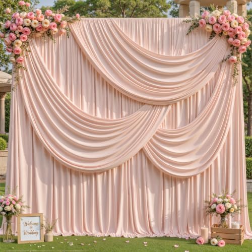 20ft x 10ft Dusty Pink Backdrop Curtains, Dusty Pink Drapes for Backdrop Wedding Birthday Party Baby Bridal, alternate view 2