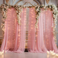 20ft x 10ft Dusty Rose Backdrop Curtain with Lights String for Parties, Sheer Tulle Wedding Photo Backdrops