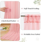 20ft x 10ft Dusty Rose Backdrop Curtain with Lights String for Parties, Sheer Tulle Wedding Photo Backdrops, alternate view 4