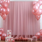 20ft X 10ft Dusty Rose Tulle Backdrop Curtain for Parites, Sheer Backdrop Curtains Fabric Drapes for Wedding, alternate view