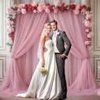 20ft X 10ft Dusty Rose Tulle Backdrop Curtain for Parites, Sheer Backdrop Curtains Fabric Drapes for Wedding, alternate view