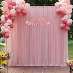 20ft X 10ft Dusty Rose Tulle Backdrop Curtain for Parites, Sheer Backdrop Curtains Fabric Drapes for Wedding, alternate view