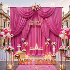 20ft x 10ft Fuchsia Backdrop Drapes for Wedding Parties, 4 Panels Wrinkle-Free Polyester Fabric Background, alternate view 5
