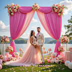20ft x 10ft Fuchsia Backdrop Drapes for Wedding Parties, 4 Panels Wrinkle-Free Polyester Fabric Background, alternate view 7