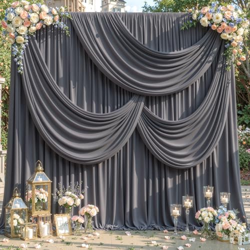 20ft x 10ft Gray Backdrop Curtains, Gray Drapes for Backdrop Draping Fabric Wedding Birthday Party Baby Bridal, alternate