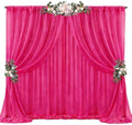 20ft x 10ft Hot Pink Backdrop Curtains, Wrinkle-Free Sheer Chiffon Fabric Photo Backdrop Drapes for Wedding Arch