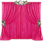 20ft x 10ft Hot Pink Backdrop Curtains, Wrinkle-Free Sheer Chiffon Fabric Photo Backdrop Drapes for Wedding Arch