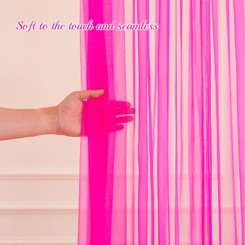 20ft X 10ft Hot Pink Tulle Backdrop Curtain for Parites, Sheer Backdrop Curtains Fabric Drapes for Wedding, alternate view 6