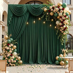 20ft x 10ft Hunter Green Backdrop Curtains for Parties, 4 Panels 5ft x 10ft Wrinkle-Free Polyester Photo