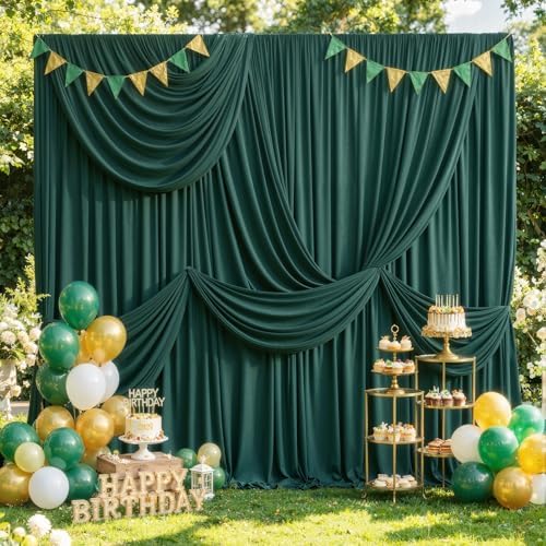 20ft x 10ft Hunter Green Backdrop Curtains, Green Drapes for Backdrop Draping Fabric Wedding Birthday Party Baby, alternate
