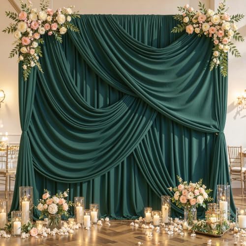 20ft x 10ft Hunter Green Backdrop Curtains, Green Drapes for Backdrop Draping Fabric Wedding Birthday Party Baby, alternate