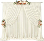 20ft x 10ft Ivory Backdrop Curtain Drapes, Wrinkle-Free Sheer Chiffon Fabric Photo Background Panels for Wedding