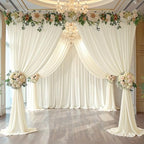 20ft x 10ft Ivory Backdrop Curtain Drapes, Wrinkle-Free Sheer Chiffon Fabric Photo Background Panels for Wedding, alternate