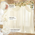 20ft x 10ft Ivory Backdrop Curtain Drapes, Wrinkle-Free Sheer Chiffon Fabric Photo Background Panels for Wedding, alternate