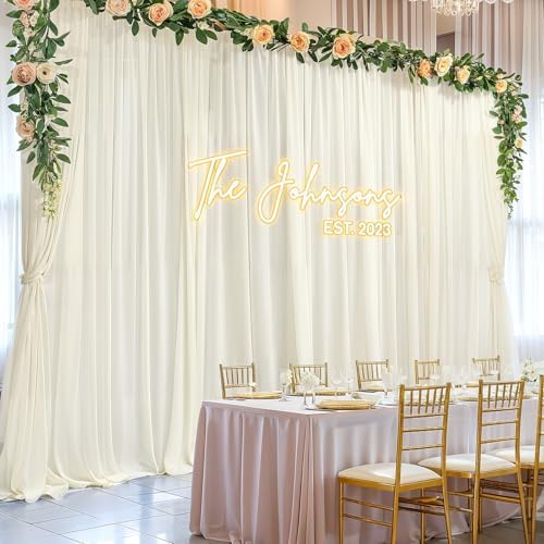 20ft x 10ft Ivory Backdrop Curtain Drapes, Wrinkle-Free Sheer Chiffon Fabric Photo Background Panels for Wedding, alternate
