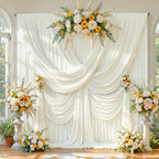 20ft x 10ft Ivory Backdrop Curtains, Ivory Cream Drapes for Backdrop Fabric in 20 ft X 10 ft(4 Panels 5ft X, alternate view 6
