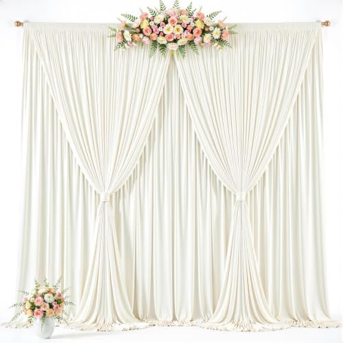 20ft x 10ft Ivory Backdrop Curtains, Ivory Cream Drapes for Backdrop Fabric in 20 ft X 10 ft(4 Panels 5ft X, alternate view 7