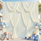20ft x 10ft Ivory Backdrop Curtains, Wrinkle Free Fabric Drapes for Backdrop, Cream Photo Backdrop Drapes for, alternate view