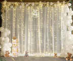 20ft x 10ft Ivory Tulle Photo Backdrop Curtain with Lights String for Parties Wedding Sheer Ivory Curtain, alternate view 4