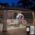 20Ft x 10Ft Large Curtain Lights Plug in, 600 LED Dual Color Changing Outdoor Curtain Lights Waterproof