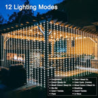 20Ft x 10Ft Large Curtain Lights Plug in, 600 LED Dual Color Changing Outdoor Curtain Lights Waterproof, alternate view 5