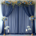 20ft X 10ft Navy Blue Tulle Backdrop Curtain for Parites, Sheer Backdrop Curtains Fabric Drapes for Wedding