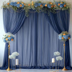 20ft X 10ft Navy Blue Tulle Backdrop Curtain for Parites, Sheer Backdrop Curtains Fabric Drapes for Wedding