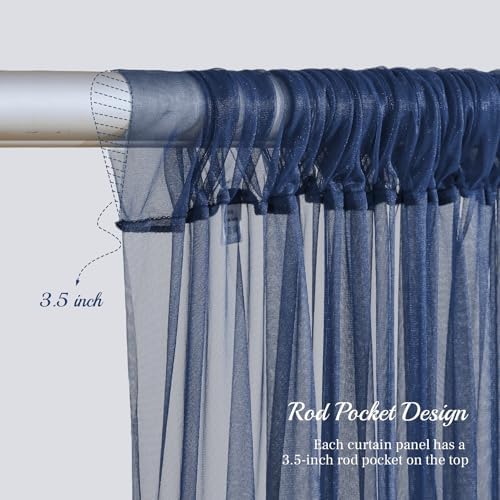 20ft X 10ft Navy Blue Tulle Backdrop Curtain for Parites, Sheer Backdrop Curtains Fabric Drapes for Wedding, alternate view 3