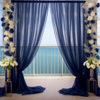 20ft X 10ft Navy Blue Tulle Backdrop Curtain for Parites, Sheer Backdrop Curtains Fabric Drapes for Wedding, alternate view 4