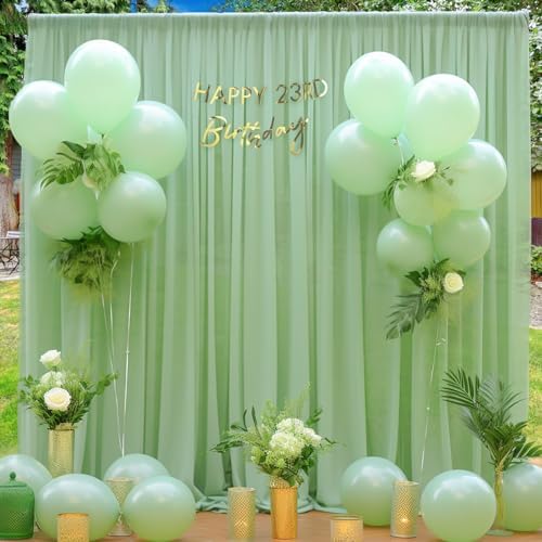 20ft X 10ft Olive Green Tulle Backdrop Curtain for Parites, Sheer Backdrop Curtains Fabric Drapes for Wedding, alternate view