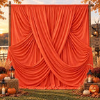 20ft x 10ft Orange Backdrop Drapes for Wedding Parties, 4 Panels Wrinkle-Free Polyester Fabric Background