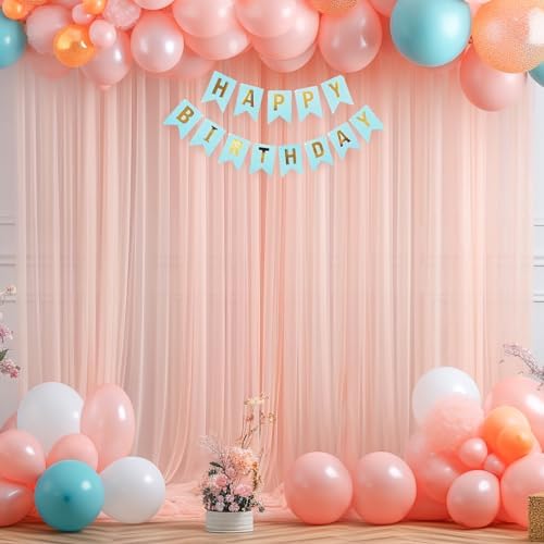 20ft X 10ft Peach Tulle Backdrop Curtain for Parites, Sheer Backdrop Curtains Fabric Drapes for Wedding Ceremony, alternate