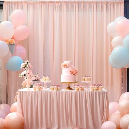 20ft X 10ft Peach Tulle Backdrop Curtain for Parites, Sheer Backdrop Curtains Fabric Drapes for Wedding Ceremony, alternate