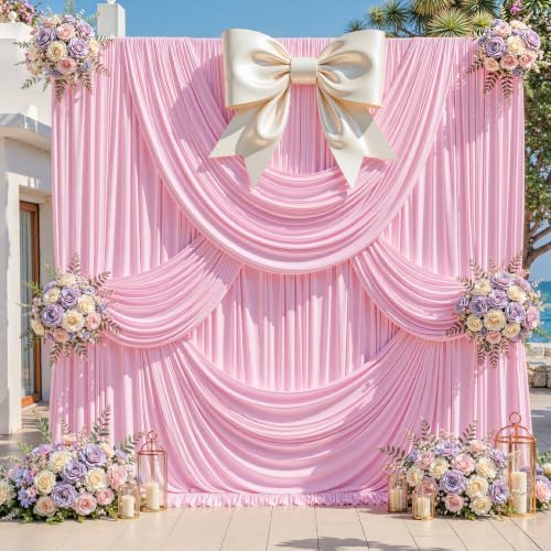 20ft x 10ft Pink Backdrop Curtains, Baby Pink Drapes for Backdrop Draping Fabric Wedding Birthday Party Baby