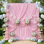20ft x 10ft Pink Backdrop Curtains, Baby Pink Drapes for Backdrop Draping Fabric Wedding Birthday Party Baby, alternate view