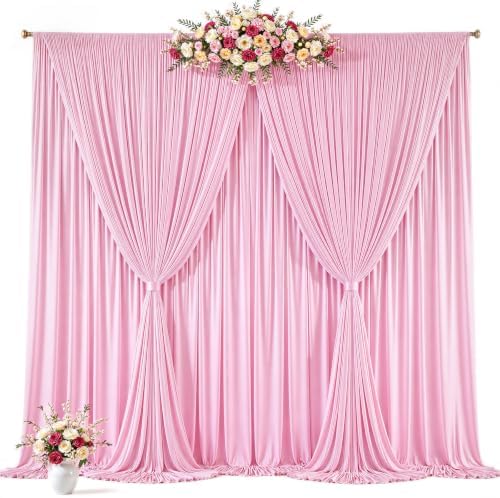 20ft x 10ft Pink Backdrop Curtains, Baby Pink Drapes for Backdrop Draping Fabric Wedding Birthday Party Baby, alternate view