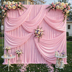 20ft x 10ft Pink Backdrop Curtains, Baby Pink Drapes for Backdrop Fabric in 20 ft X 10 ft(4 Panels 5ft X 10ft)