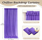 20ft x 10ft Purple Backdrop Curtains, Wrinkle-Free Sheer Chiffon Fabric Photo Backdrop Drapes for Wedding Arch, alternate