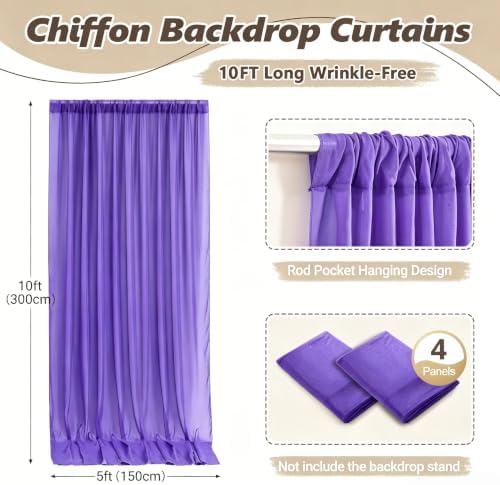 20ft x 10ft Purple Backdrop Curtains, Wrinkle-Free Sheer Chiffon Fabric Photo Backdrop Drapes for Wedding Arch, alternate