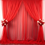 20ft X 10ft Red Tulle Backdrop Curtain for Parites, Sheer Backdrop Curtains Fabric Drapes for Wedding Ceremony