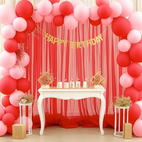 20ft X 10ft Red Tulle Backdrop Curtain for Parites, Sheer Backdrop Curtains Fabric Drapes for Wedding Ceremony, alternate