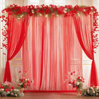 20ft X 10ft Red Tulle Backdrop Curtain for Parites, Sheer Backdrop Curtains Fabric Drapes for Wedding Ceremony, alternate