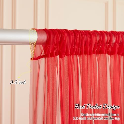 20ft X 10ft Red Tulle Backdrop Curtain for Parites, Sheer Backdrop Curtains Fabric Drapes for Wedding Ceremony, alternate