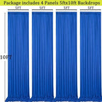 20ft x 10ft Royal Blue Backdrop Curtains for Parties, 4 Panels 5x10ft Wrinkle Free Silky Polyester Photo, alternate view 6
