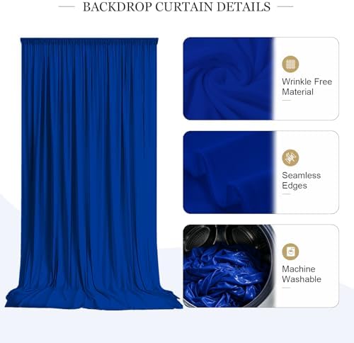 20ft x 10ft Royal Blue Wrinkle Free Backdrop Curtains for Graduation Party Backdrops Curtain Drapes Fabric Decor, alternate